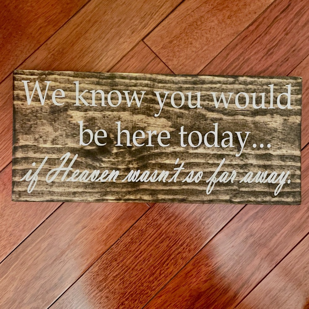 Wedding Wood Sign- We know you would be here today if Heaven wasn’t so far away